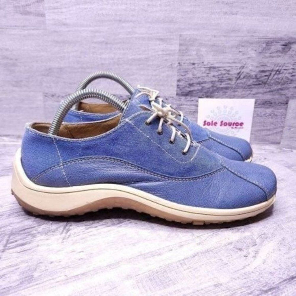 Andrew Stevens Leather Canvas Sneaker Blue Women's sz 38.5 Women's sz 8.5